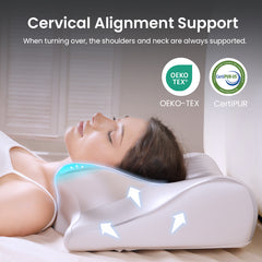 Restful Bliss Side-Sleeper Neck Support Pillow，Ergonomic Orthopedic Memory Foam Soft Neck Pillow，1 Count Comfortable Neck Support Pillow，Side-Sleeper Dedicated Neck Rest Cushion/Sleep Pillow